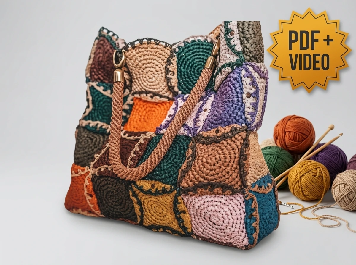 Big Bag with Raffia crochet bag pattern