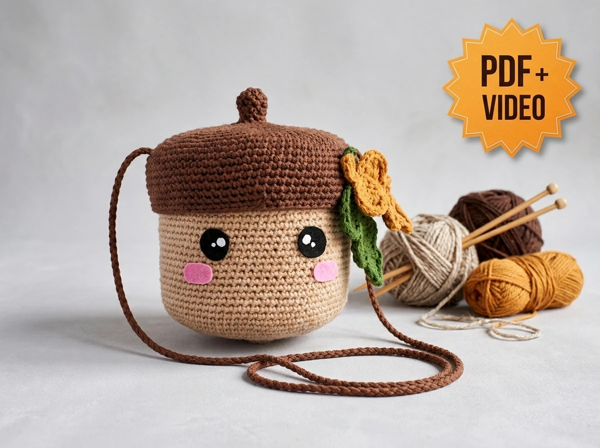 Kawaii Acorn Crochet Bag crochet bag pattern