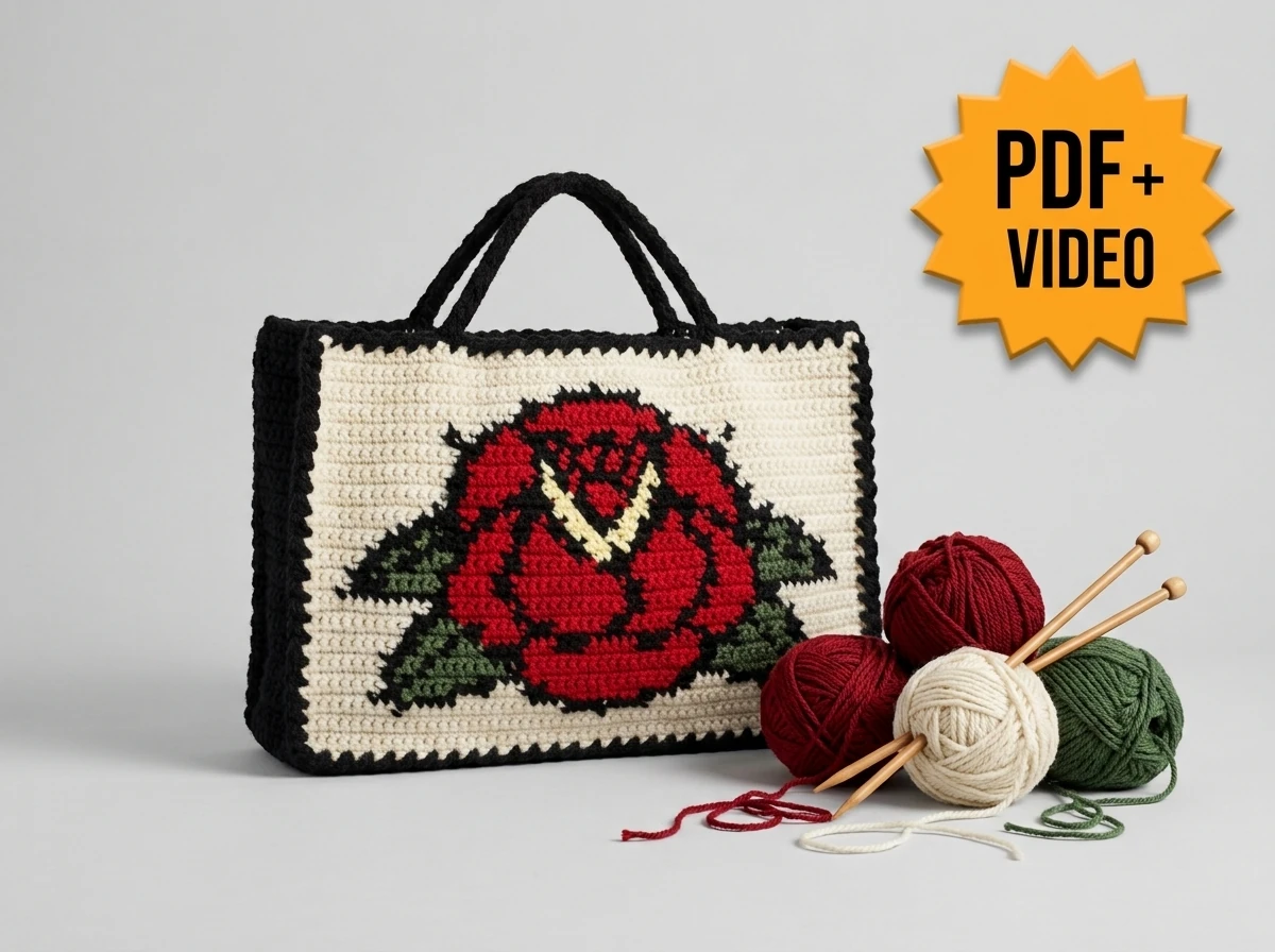 Rose Tattoo Crochet Bag crochet bag pattern